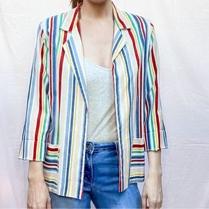 Vintage primary color striped summer blazer